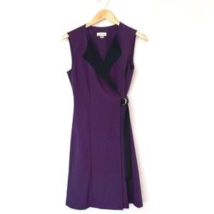 Calvin Klein Dress Size 6 Purple Black Double Breasted Blazer Dress Belt